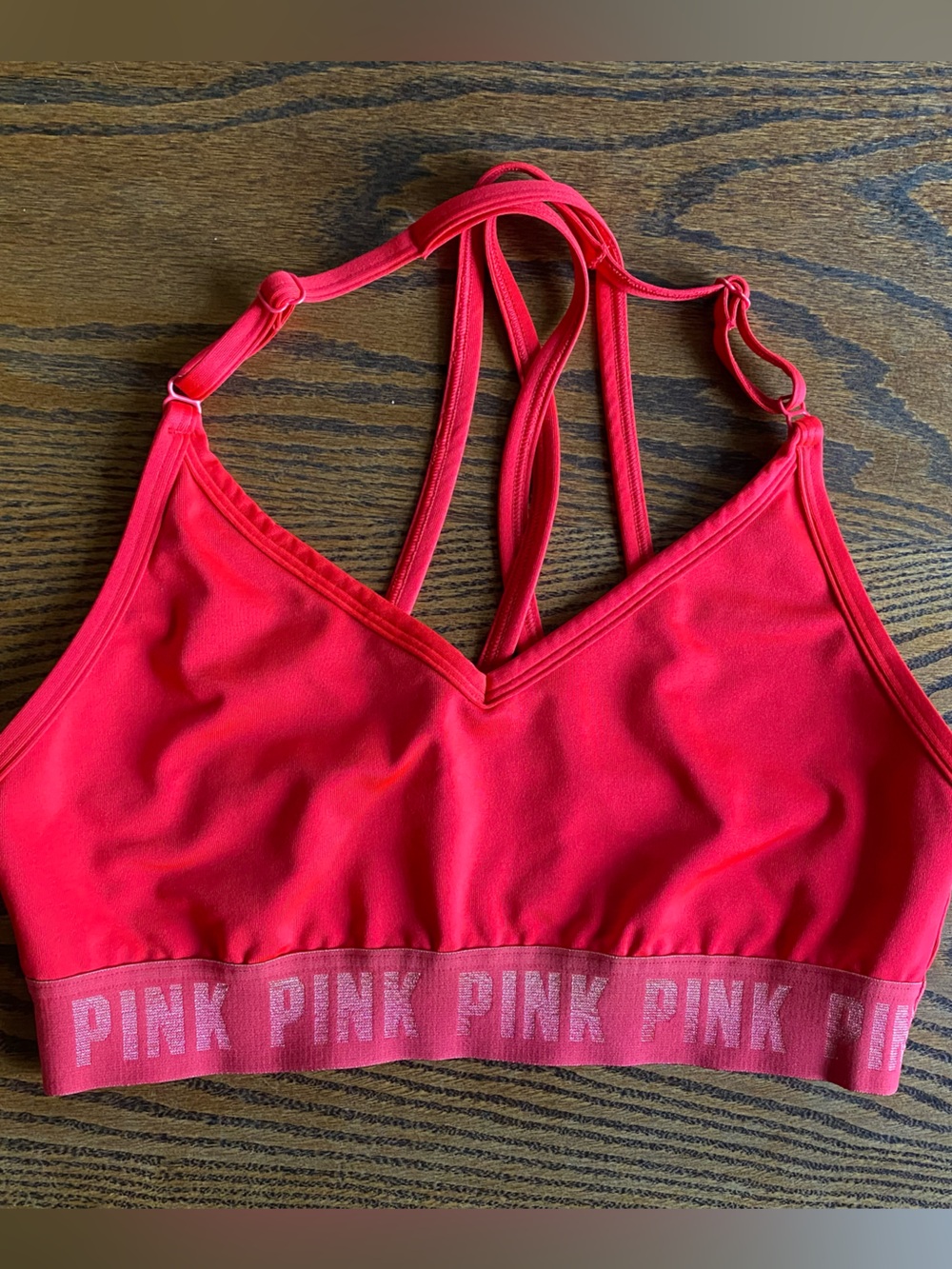VS/PINK Bright Red Strappy Sports Bra